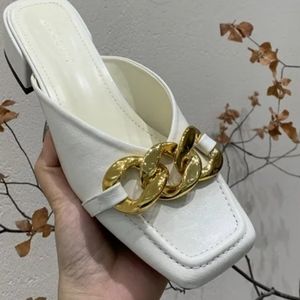 Leather slide ons